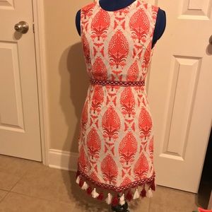 Dainty love my style burgundy tassel print dress S